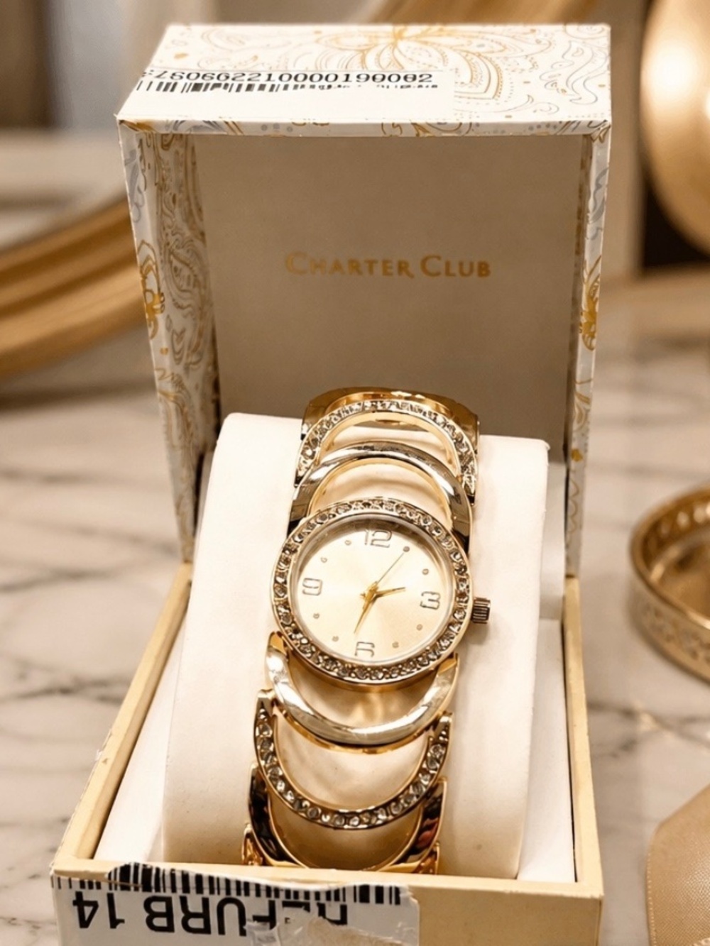 I.N.C. International Concepts Gold Tone Crystal Mounted Ladies Quartz Watch